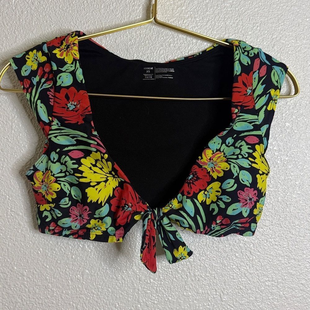 Adoreme-Black swim Top with Colorful Accents